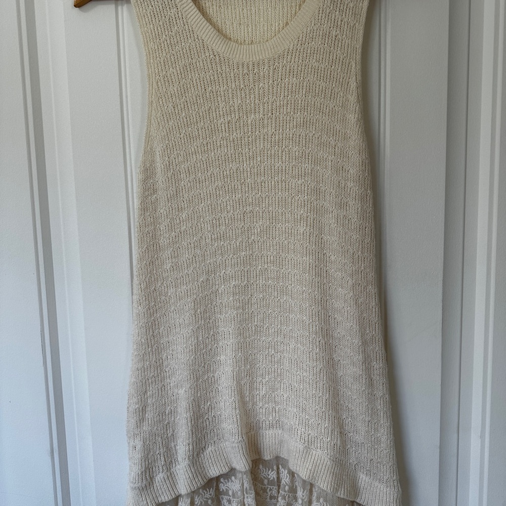 Cream Sleeveless Knit Top